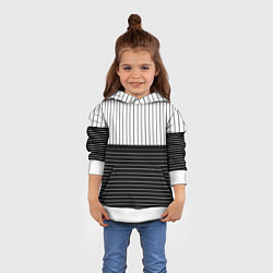 Толстовка-худи детская Полосатый чёрно-белый, цвет: 3D-белый — фото 2