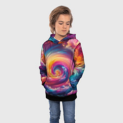 Толстовка-худи детская Водоворот ярких красок, цвет: 3D-черный — фото 2