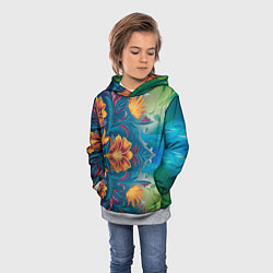 Толстовка-худи детская Батик в традиционном индонезийском стиле, цвет: 3D-меланж — фото 2