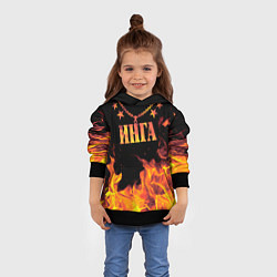 Толстовка-худи детская Инга - имя в огне, цвет: 3D-черный — фото 2