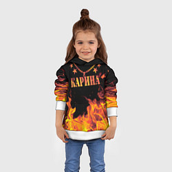 Толстовка-худи детская Карина - имя в огне, цвет: 3D-белый — фото 2