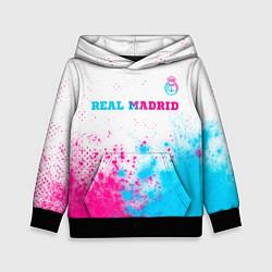 Толстовка-худи детская Real Madrid neon gradient style посередине, цвет: 3D-черный