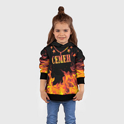 Толстовка-худи детская Семен - имя в огне, цвет: 3D-черный — фото 2