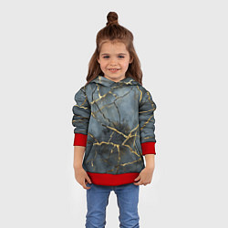 Толстовка-худи детская Золотые линии на серо-голубом фоне, цвет: 3D-красный — фото 2