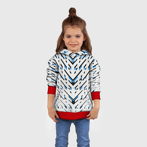 Детская толстовка Black and blue stripes on a white background / 3D-Красный – фото 4