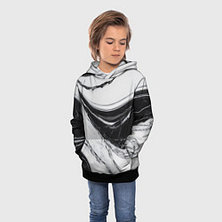 Толстовка-худи детская Мрамор черно-белый, цвет: 3D-черный — фото 2