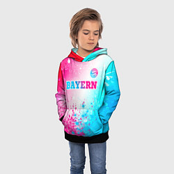 Толстовка-худи детская Bayern neon gradient style посередине, цвет: 3D-черный — фото 2