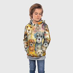 Толстовка-худи детская Красочный паттерн с щенками, цвет: 3D-меланж — фото 2