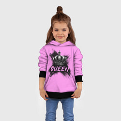Толстовка-худи детская Королева - корона, цвет: 3D-черный — фото 2