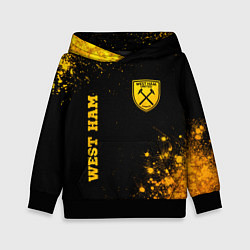 Толстовка-худи детская West Ham - gold gradient вертикально, цвет: 3D-черный