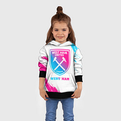 Толстовка-худи детская West Ham neon gradient style, цвет: 3D-черный — фото 2