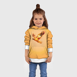 Толстовка-худи детская Орел с пейзажем на закате двойная экспозиция, цвет: 3D-белый — фото 2