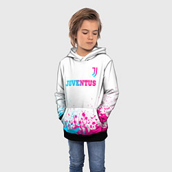 Толстовка-худи детская Juventus neon gradient style посередине, цвет: 3D-черный — фото 2