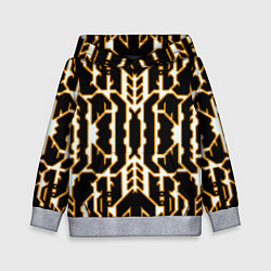 Детская толстовка Техно белые линии с жёлтой обводкой на чёрном фоне