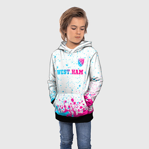 Детская толстовка West Ham neon gradient style посередине / 3D-Черный – фото 3