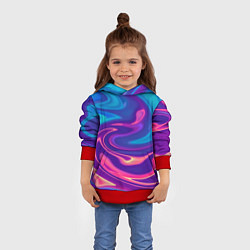 Толстовка-худи детская Неоновый градиент синий и оранжевый, цвет: 3D-красный — фото 2