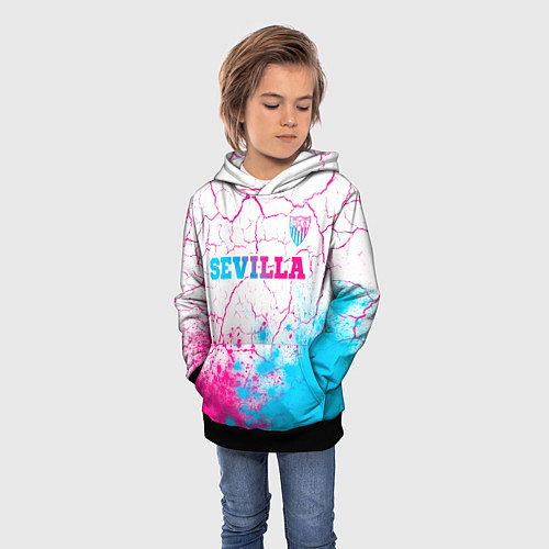 Детская толстовка Sevilla neon gradient style посередине / 3D-Черный – фото 3