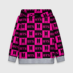 Толстовка-худи детская BTS pattern pink logo, цвет: 3D-меланж