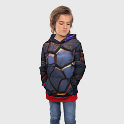 Толстовка-худи детская Темная абстрактная объемная плитка, цвет: 3D-красный — фото 2