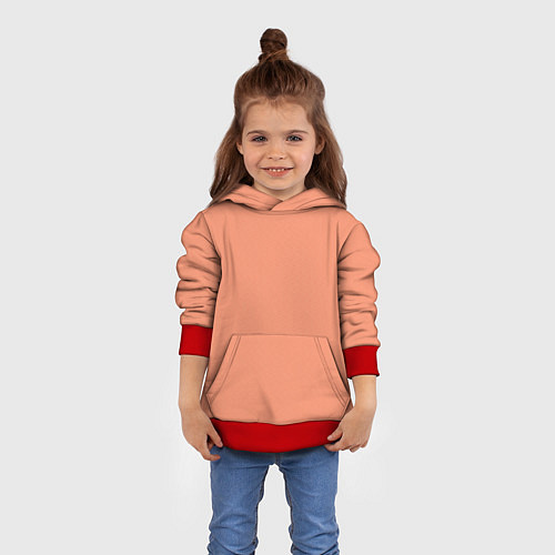 Детская толстовка Насыщенный персиковый текстурированный / 3D-Красный – фото 4