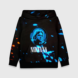 Толстовка-худи детская Nirvana рок бенд краски, цвет: 3D-черный