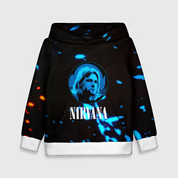 Толстовка-худи детская Nirvana рок бенд краски, цвет: 3D-белый