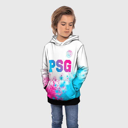 Детская толстовка PSG neon gradient style посередине / 3D-Черный – фото 3