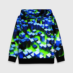 Детская толстовка Синие блоки в зеленом тумане