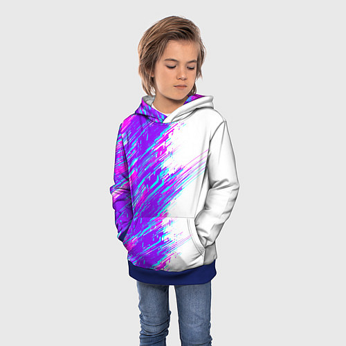 Детская толстовка Neon glitch / 3D-Синий – фото 3