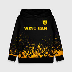 Толстовка-худи детская West Ham - gold gradient посередине, цвет: 3D-черный