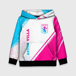 Толстовка-худи детская Aston Villa neon gradient style вертикально, цвет: 3D-черный