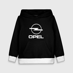 Толстовка-худи детская Opel logo white, цвет: 3D-белый