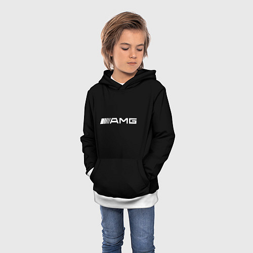 Детская толстовка Amg logo white / 3D-Белый – фото 3