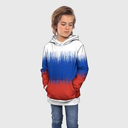 Толстовка-худи детская Российский флаг градиент, цвет: 3D-белый — фото 2