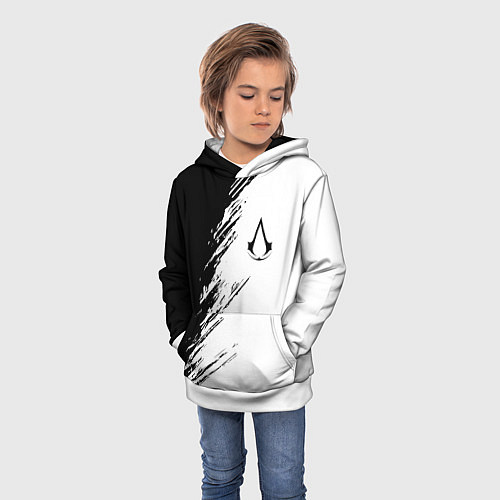 Детская толстовка Ассасинс Крид - белый и черный цвет / 3D-Белый – фото 3