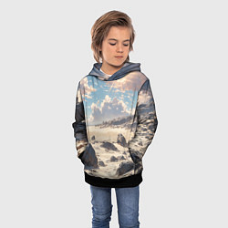 Толстовка-худи детская Аниме пляж, цвет: 3D-черный — фото 2