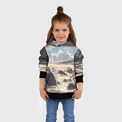 Толстовка-худи детская Аниме пляж, цвет: 3D-черный — фото 2