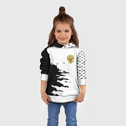 Толстовка-худи детская Россия герб звёзды в красках, цвет: 3D-белый — фото 2