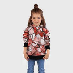 Толстовка-худи детская Чёрно-красная абстракция и чёрные полосы, цвет: 3D-черный — фото 2