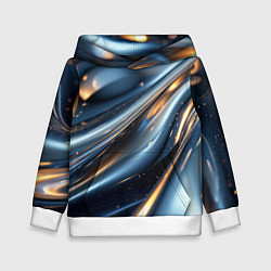 Толстовка-худи детская Синяя обтекаемая текстура, цвет: 3D-белый