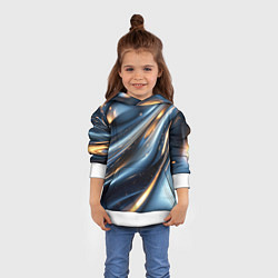Толстовка-худи детская Синяя обтекаемая текстура, цвет: 3D-белый — фото 2