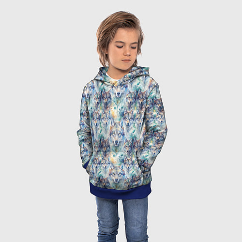 Детская толстовка Паттерн из волков / 3D-Синий – фото 3