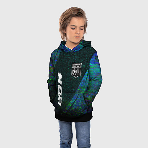 Детская толстовка Lyon glitch blue / 3D-Черный – фото 3
