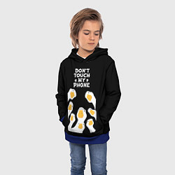 Толстовка-худи детская Белые гуси - не трогай мой телефон, цвет: 3D-синий — фото 2