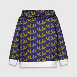 Толстовка-худи детская Золотые совы на фиолетовом - паттерн, цвет: 3D-белый