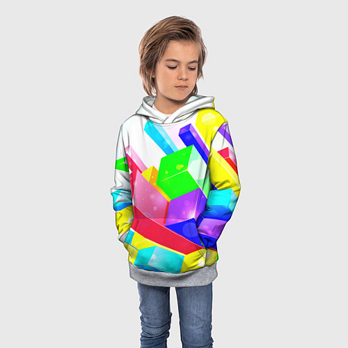Детская толстовка Цветные столбы / 3D-Меланж – фото 3