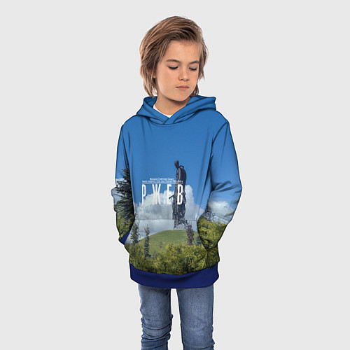 Детская толстовка Ржев Мемориал Советскому Солдату / 3D-Синий – фото 3