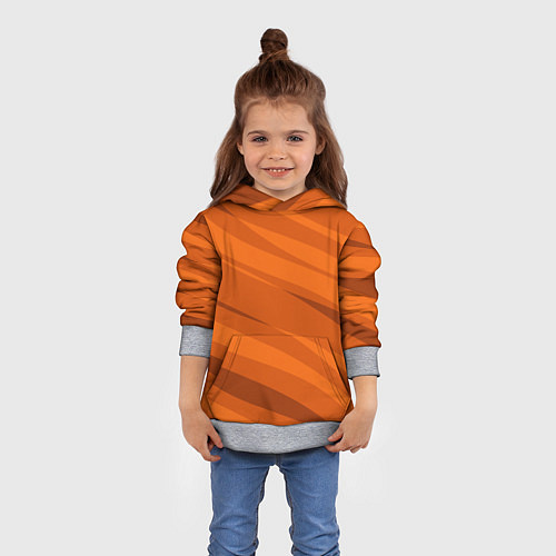 Детская толстовка Тёмный оранжевый полосами / 3D-Меланж – фото 4