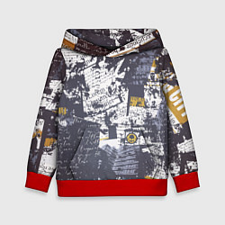 Толстовка-худи детская Газетная страничка, цвет: 3D-красный