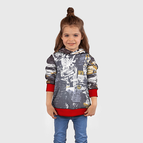 Детская толстовка Газетная страничка / 3D-Красный – фото 4